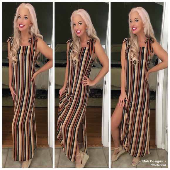 ❤️LAST! Multi Stripe Tie Top Tunic Maxi Dress! - Picture 2 of 5